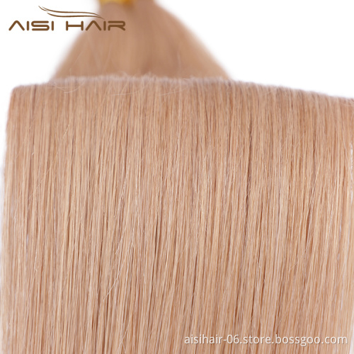 Aisi Hair 10A Unprocessed Color 12# Human Hair Pre Bonded Keratin Double Drawn I Tip Human Hair Extension For Women